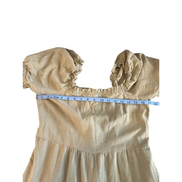 Nobody's Child Jumpsuit Beige Smocked Back Short Sleeve Casual Basic Size 10 - Picture 12 of 16